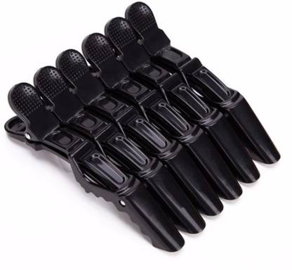 Angel Infinite Hair Styling Sectioning Plastic Hair Clips Use in Parlor, Saloon and Home Use For Women (Dark Black, 6 Pcs) Hair Clip