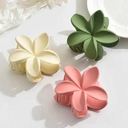 Zennie 3pcs Matte Flower Hair Claw Clip Hair Clutchers For Women & Girls Hair Claw