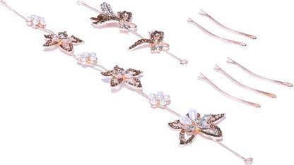 house of common Dazzling Rose Gold Plated Set Of 2 Tiara Combo For Girls and Women Head Band