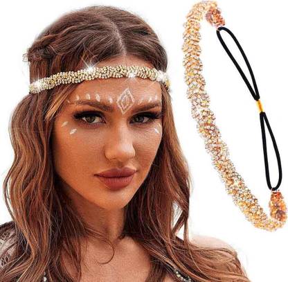 MUKUTIQUE CR-13 Hair Band  (Gold)