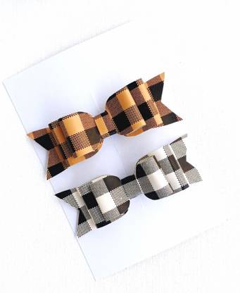 LuvSaa Essentials Check Print Petite brown / black|MADE WITH LEATHER/GLITTER SHEET|HANDCRAFTED Back Pin