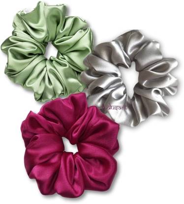 IndusArt Luxury Satin Silk XL Scrunchie Collection Set Of 3 Rubber Band Rubber Band