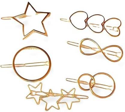 Vivalace in Shapes Pack of 6 Rectangle Star Heart Triangle for Girls & Women Hair Clip Hair Pin