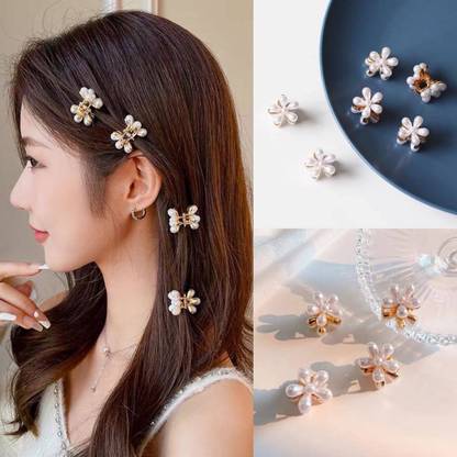 Sonpal Korean Hair Clip Hair Pin Stone Work Metal Design 4pcs Hair Clip (Multicolor) Hair Pin