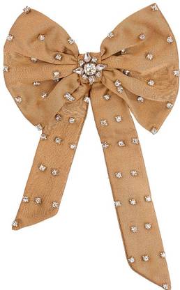 Hair Drama Co Crystal Hair Bow Alligator Clip - Golden Beige Hair Pin