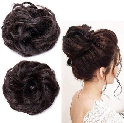 A H S Set Of 2 Messy Hair Bun Synthetic Artificial Juda For Women & Girls, 35 Gram. Bun