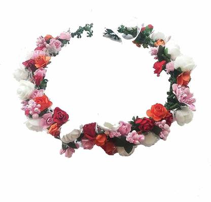 SHREE BALAJI Flower Pearl Gracious Tiara/Crown Head Band Hair Accessory Set