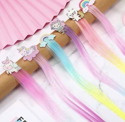 TrendSetter 2 Pcs Nylon hair extension with cartoon hair clip in multi color Braid Extension