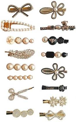 Pink Olive KOREAN CLIP - 16 Black, White, Golden Back Pin