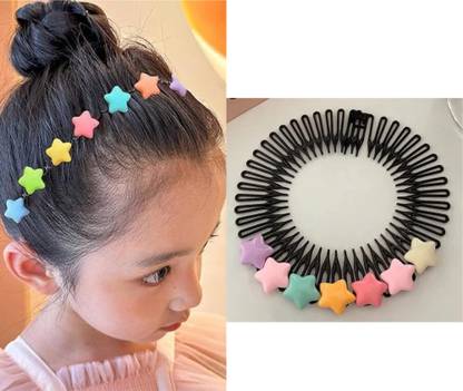 OLLIVOO 1-Pc Random 360 Degree Cartoon Hair Circular Comb Pin Star Heart & Floral Design Bun Clip