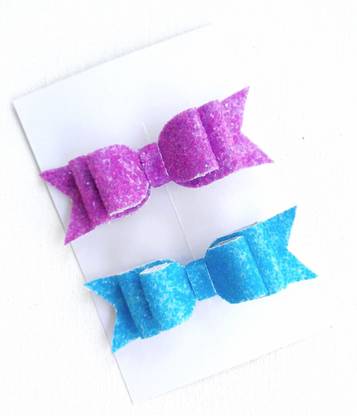 LuvSaa Essentials Hair bows (purple/blue)|MADE WITH LEATHER/GLITTER SHEET|HANDCRAFTED Back Pin