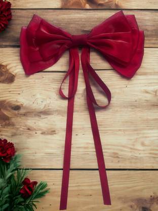 Inara Ponytail Bowknot Barrettes Tail Ribbon Bow Red Clip Hair Women Girl Hair Clip
