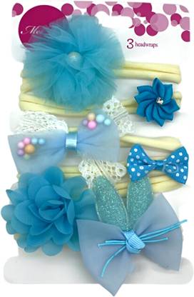 SYGA 6 Pies Handmade Fabric Bow Stretchable Thin Elastic for Newborns & Toddlers Baby Head Band