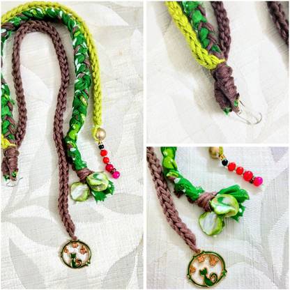 uberjewels Boho style hair braid extensions in green colour Braid Extension
