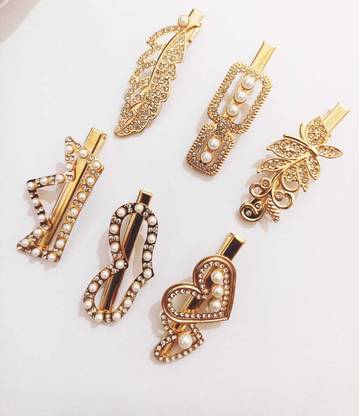 SKENTERPRISES Fancy Golden Hair Clip With Design Can Be Change(6 pcs ) Hair Clip