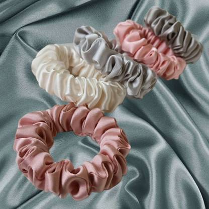 hummanbird Pastel Silk Satin Scrunchies Hair Ties for women/Girls Elastic Band Set of 5 Rubber Band