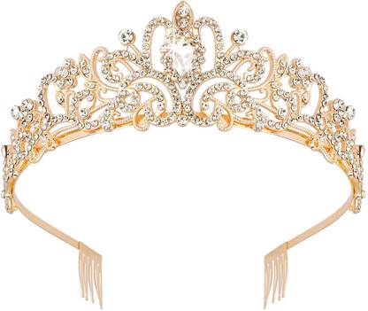 Rubela Crystal Crown Stylish Headband with Comb For Princess Hair Accessory Set