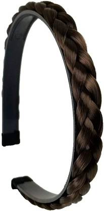 ASG 1 Pcs Synthetic Braided Hair Plated Headband/Hair Band for Girls & Women - Brown Hair Band