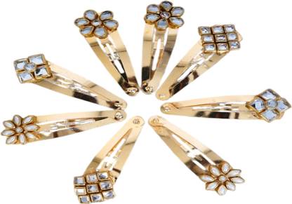 VRcreations Handcrafted Kundan Tic clips set of 8 Tic Tac Clip