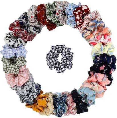 sparkal Korean style Women's and Girls multi colour Hair Scrunchies Pack of 24 Rubber Band