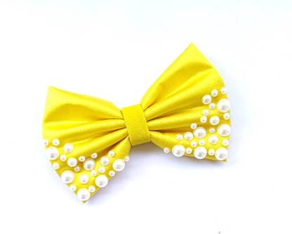 LuvSaa Essentials Pearl Yellow Hairbow|Set of 1|make beautiful hairstyles|HANDCRAFTED|30 grams Back Pin