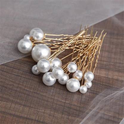 Blubby Bridal Pearls Hairpins Juda Pin for Women and Girls (Pack of 18) Hair Pin