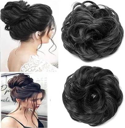 Rubela 2PCS Messy Bun Hair Piece Combo Hair Extension With Elastic Rubber Band Rubber Band