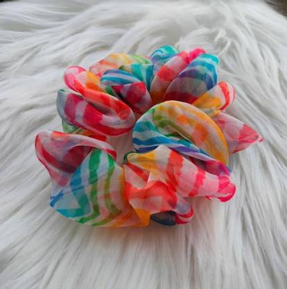 Zabi Styles Handmade Printed Organza Scrunchie – Multicolour Regular Size Hair Band