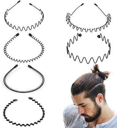 Diversa Metal Wave Non-Slip Hair for Outdoor Sports for Men, 6 Pcs Set Head Band