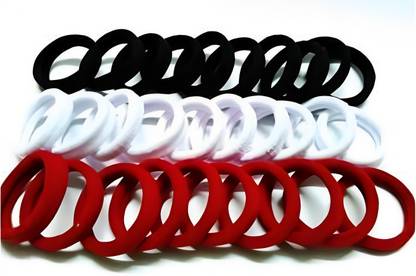 Beauty World Black/White/Red Hair Rubber Bands Long Lasting Hair Rubber Band|Pack of 30 Rubber Band