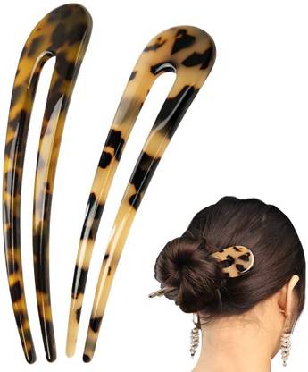 Mizorri French Hair Fork Tortoise Shell U Shape Updo Hair Pins Clips for Thin Thick Hair Hair Clip