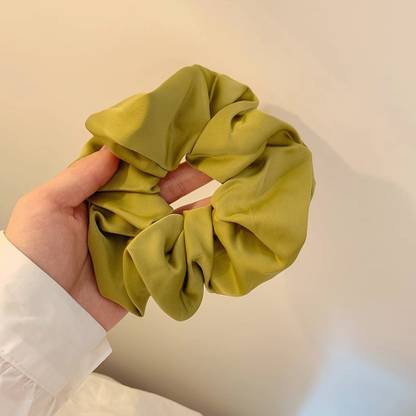 SOFYNE FASHION Elegant & Exclusive Large Size Light Green Scrunchies (Pack of 3) Rubber Band