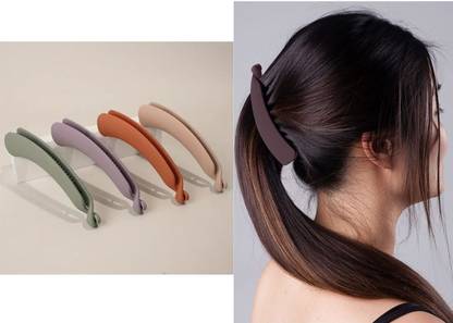 OLLIVOO 4 Pcs Banana Hair Clips for Women – Strong Hold 4.3" Large Matte Ponytail Clips Banana Clip