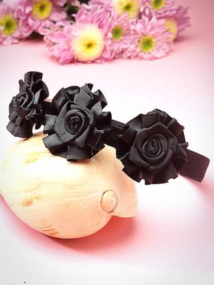 stol'n Floral Applique Headband - Black Hair Band