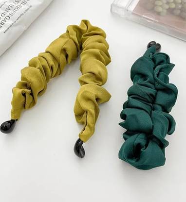 ASG 3Pcs Printed Fabric Folds Korean Style Banana Clip Hair Accessories Banana Clip