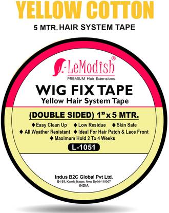 LeModish Wig Yellow Tape Cotton Double Sided Tape, Waterproof Hair Patch Tape 5 M (200g) Hair Accessory Set