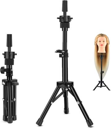 ELEPHANTBOAT Mannequin Head Stand Metal Foldable Hair Wig Head Stand Tripod Display Holder Hair Accessory Set