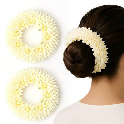 Diversa Artificial Scented Hair Bun Mogra Rubber Band Gajra For Women (Pack of 3) Bun