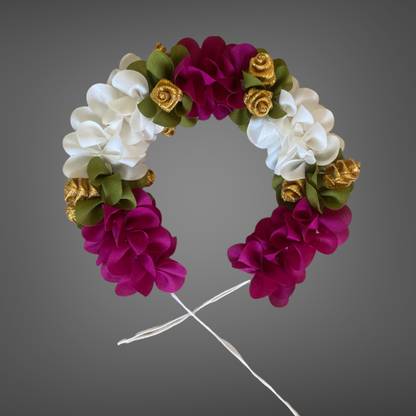 RMKArt Artificial Flower for Women Hair Accessory Garland Juda Gajra Purple White Mix Bun