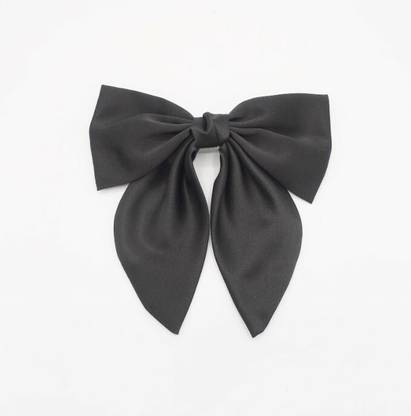BirdBlaze Large Black Satin Hair Bows Ties for Girls Women French Bow Hair Clip 1pcs Hair Clip