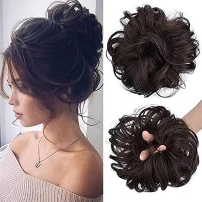 A H S Set Of 2 Messy Hair Bun Synthetic Artificial Juda For Women & Girls, 35 Gram Bun
