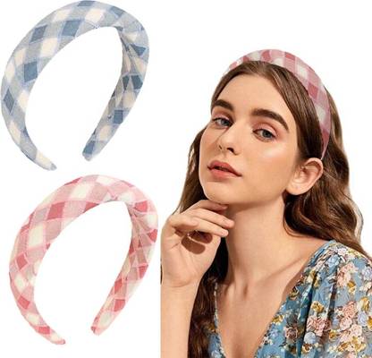 Lykaa Padded & Wide Headband, Boho Headband, Puffy Sponge Hair Accessories - Pack Of 2 Head Band