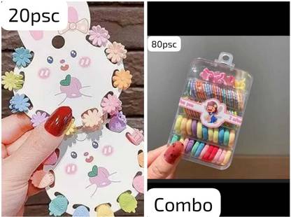 KVY COLLECTION Hair Accessories Set combo(100Pcs) for Kids Girls Hair Clips,Mini Rubber Bands Hair Accessory Set