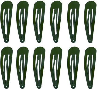 AKADO Hair Clips for Girls Women Hair Styling Accessories Dark Green Pack Of 6 pair Tic Tac Clip