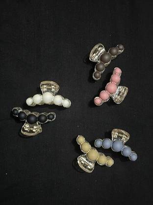 MK MART 4 Pcs Korean Stylish Large Pearl Hair Claw Clutches for Women and Girls Hair Claw