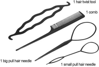 hstyle store Hair Twist Styling Clip Stick Pin Bun Braid Maker Kit, 4 Pieces, Black Bun Stick