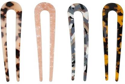 BEING BELLA 4 Pcs U Shaped Hair Pin, 4 inch Tortoise Shell French Twist Hair Pin Bun Stick