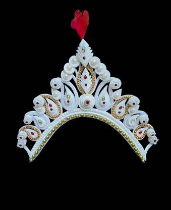 BengCraft Bengali Wedding Bridal Shola Crown Mukut Topor Sola Biyer Sithi Front Mutuk Hair Accessory Set