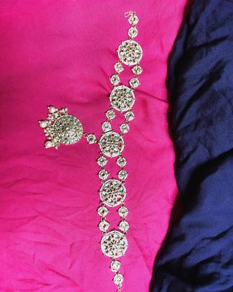Jewelsstar Kundan mathapatti with tikka double line matha patti Hair Accessory Set