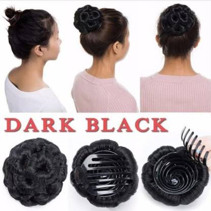HALO NATION Hair Bun Clutch - Elegant Chignon Clip in Hair Bun Extension Donut Claw Jaw Updo Synthetic Combs Curly Weave Hair Scrunchies Juda - Black Hair Claw